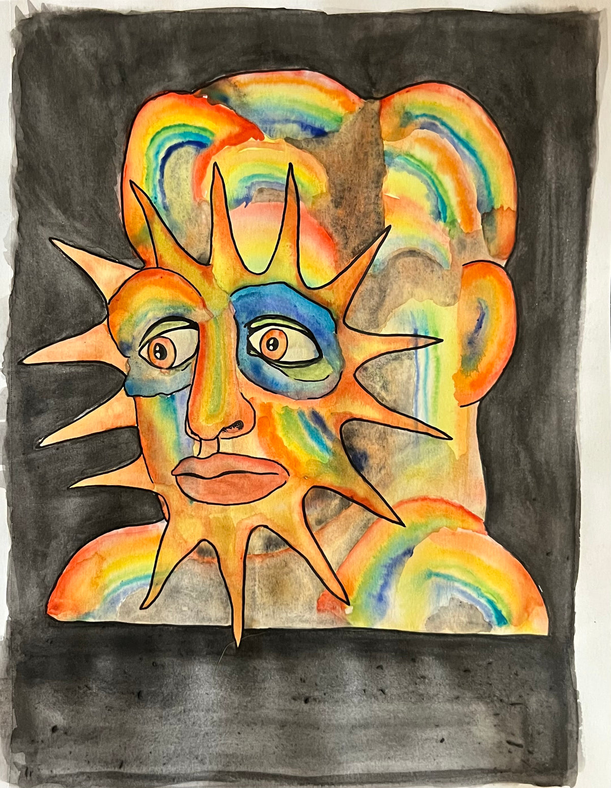 RAINBOW MAN watercolor on 8.5x10” paper