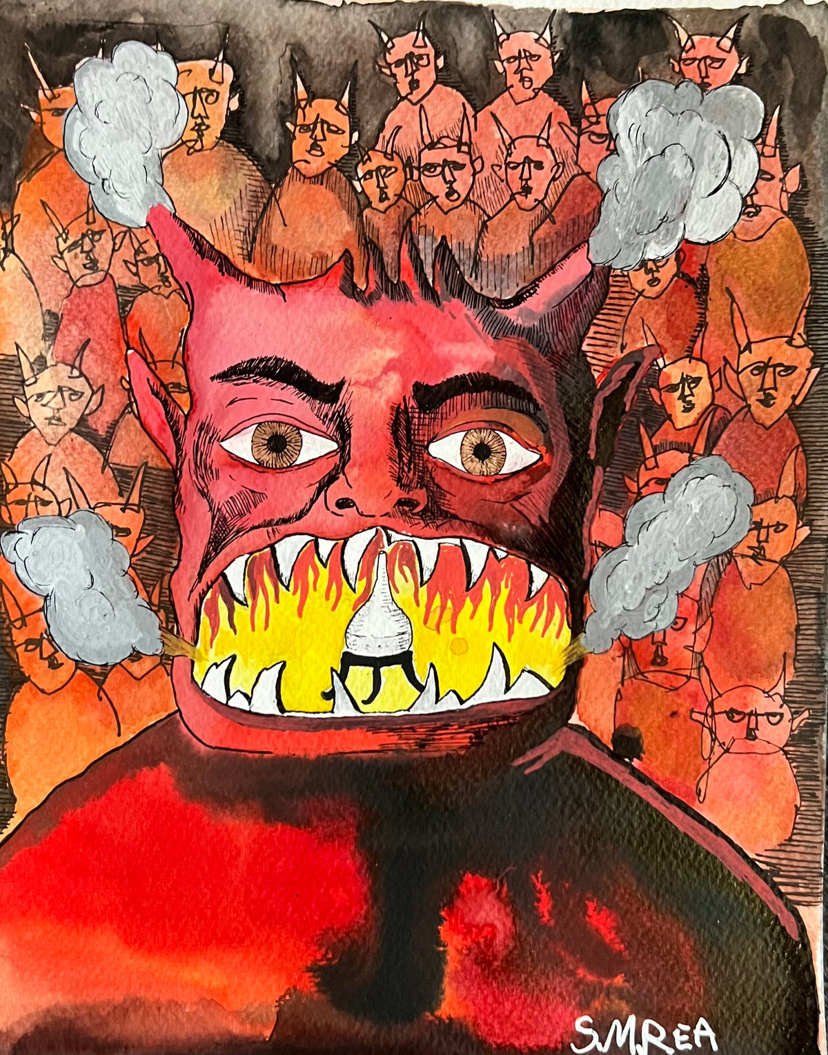 CASTING EVIL SPELLS watercolor on 8.5x10” paper