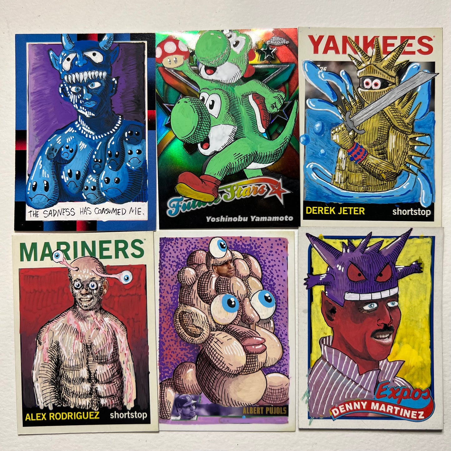 6 BASEBALL ART CARDS (RANDOM)