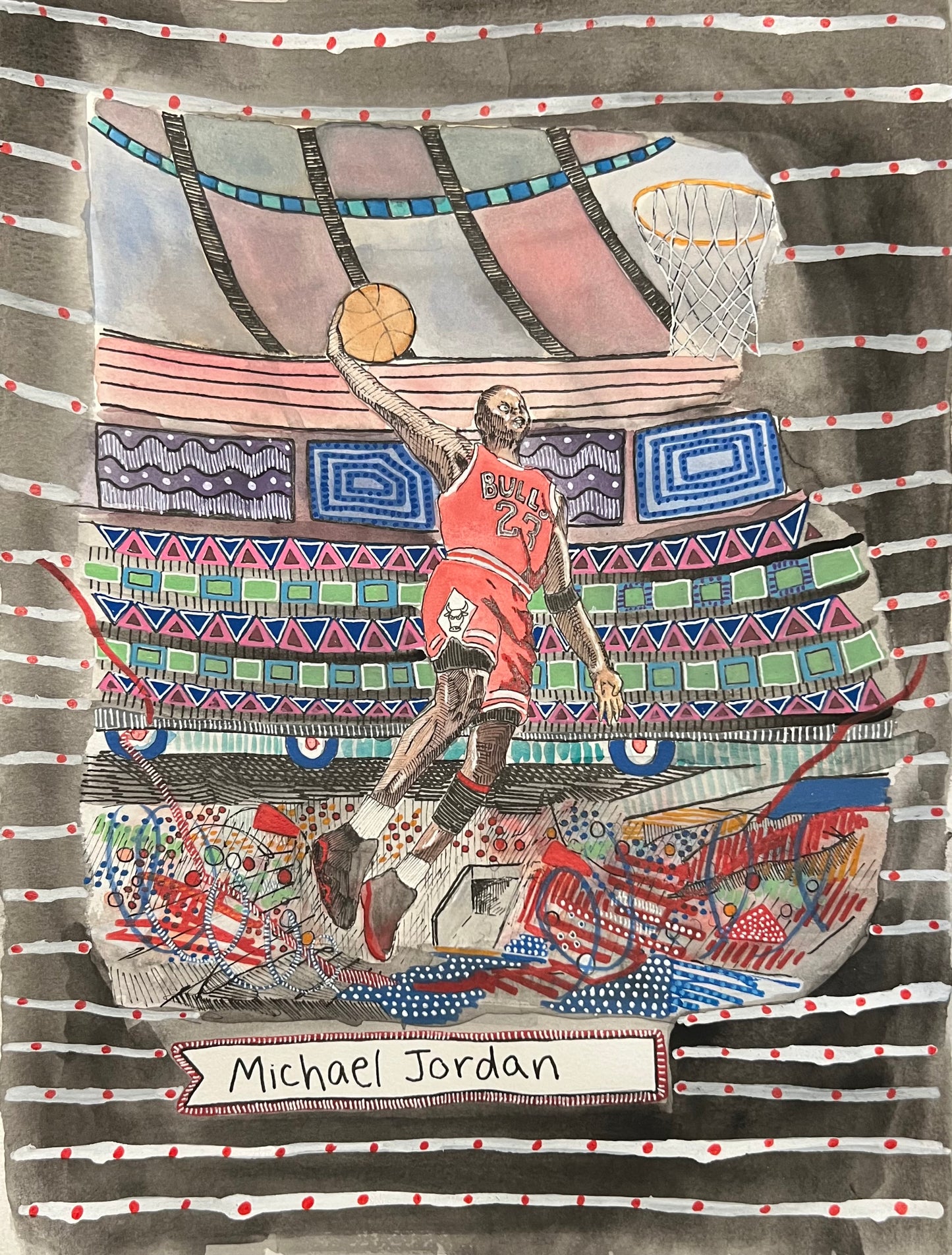 Michael Jordan 1992 watercolor )11x15” paper
