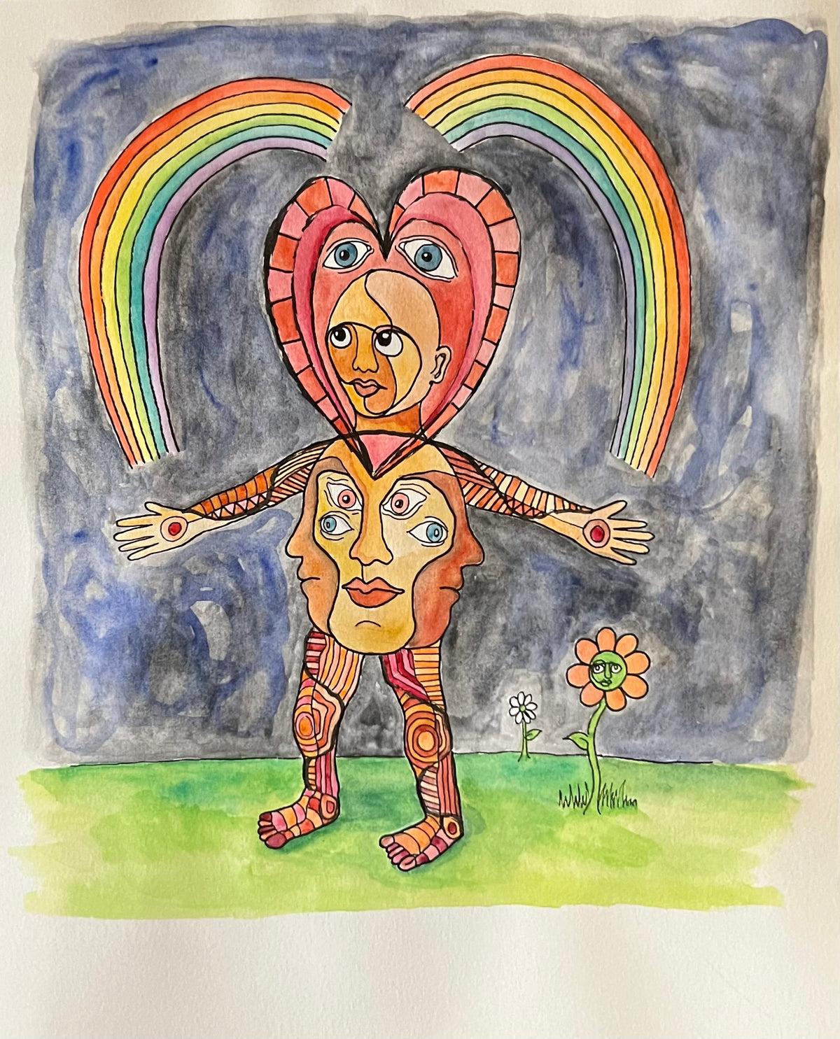 HEART WARRIOR watercolor on 9x12” paper